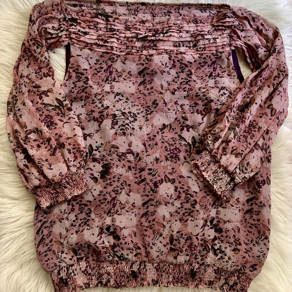 BCBGMAXAZRIA floral print sheer blouse (Size M)